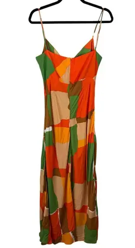 Faithfull the Brand NWT Tempio Midi Dress Costa Smeralda Print Size US 8