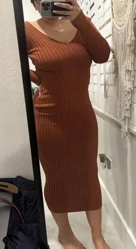 Sweater Maxi Dress Orange Size M