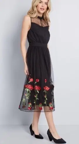 Modcloth NWOT Splendid Wish Rose Embroidered Midi Dress New