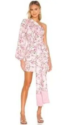 BRONX & BANCO Layla Pink Bow Back One Shoulder Silk Mini Dress Size Medium