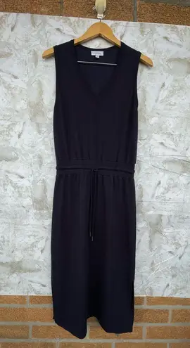 Evereve Elastic Waistband Drawstring Navy Blue Midi Dress size medium