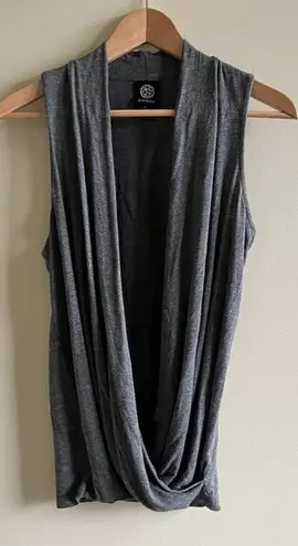 Bobeau FAUX WRAP TANK TOP KNIT DARK GRAY WOMENS SIZE S BLOUSE