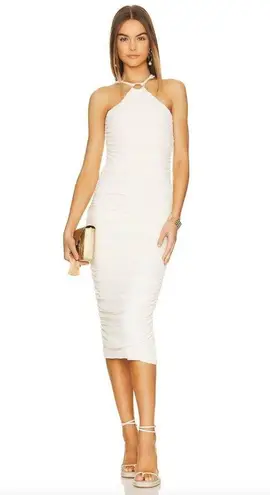 Likely Carmona Halter Bodycon Midi Dress Cream Tan Womens Size 12