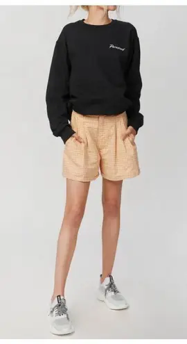 Paradised Bronze Plaid Pleated Cotton Jamie Shorts Large Net A Porter Orange