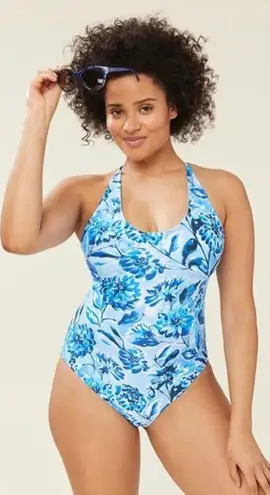 ANDIE Swim Blue Floral Baia One Piece Swimsuit Size Medium