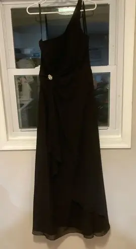 Mori Lee by Medeline Gardner Classic One Shoulder Black Floor Length Gown