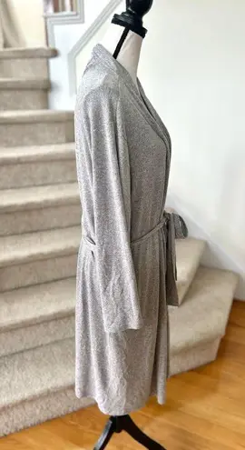 Natori Grey Marled Tie Waist Mid Length Robe Gray Size M
