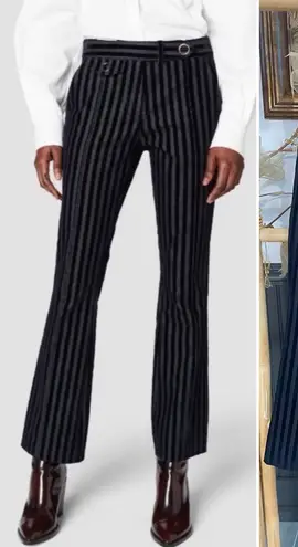 Derek Lam 10 Crosby Velvet Stripe Wide Leg Ankle Tailored Navy Pants Sz 6 💛🎀