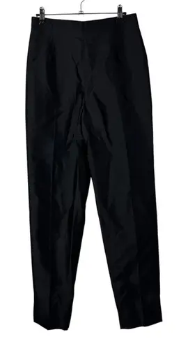 Dana Buchman Black High Rise Side Zip Silk Straight Leg Pants 4