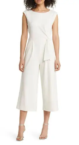 Tahari ASL Scuba Crepe Side Knot Jumpsuit – Size 10 – Ivory