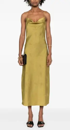 ALLSAINTS ππ Hadley Jacquard Slim Fit Midi Slip Dress ~ Y2K Sap Green US 4 NWOT