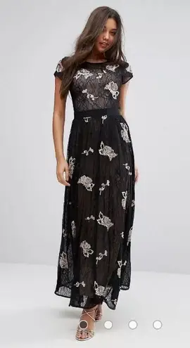 Miss Selfridge Lace And Floral Embellished Maxi Dress