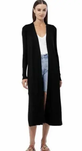 Skull Cashmere 💕💕 Allison Long Slub Linen Ribbed Duster Cardigan ~ Black XS NWT