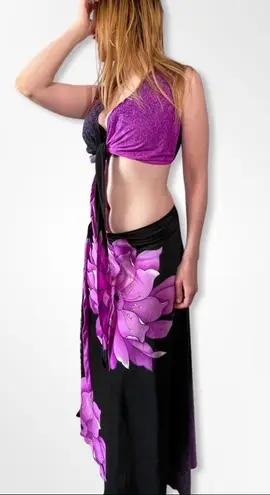 Vintage Hand Sewn Two Piece Cover Up / Outfit Purple Size M