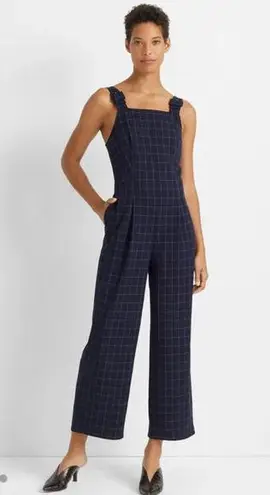 Club Monaco Self Buckle Women’s Check Crop Jumpsuit Navy Size 10 Retail $289
