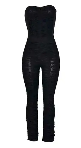 I am gia IAM.GIA. Ophelia Mesh Ruched Jumpsuit, Black, Large