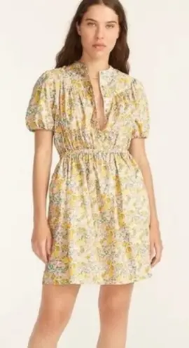 J.Crew Liberty Dress Womens Small Elysian Floral Print Short Sleeve Cottagecore Yellow