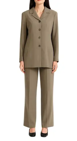 1990s Vintage Valerie Stevens Tan Women's Pantsuit Blazer and Dress Pants 6P