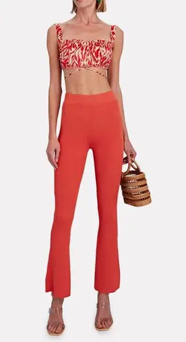 Le Ore - Rimini Rib Knit Flared Pants Spice Brown Pull On High Rise Revolve