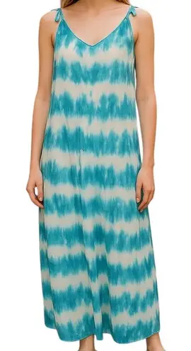 Shore Women's Sleeveless Ford Tie Dye Open Back Pullover Maxi Dress Size L NWT Blue Size L