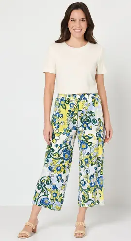 Susan Graver Women’s Printed Liquid Knit Wide Leg Ankle Pants Size Small NWT