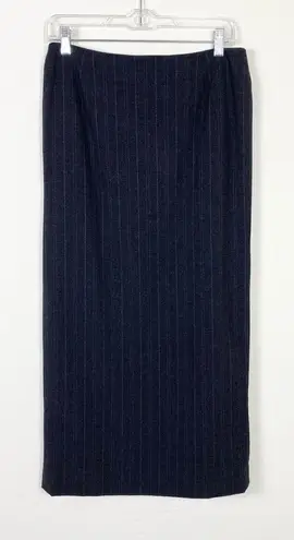 Apostrophe Vintage Y2K Charcoal Grey Pinstriped Long Midi Pencil Skirt Size 8