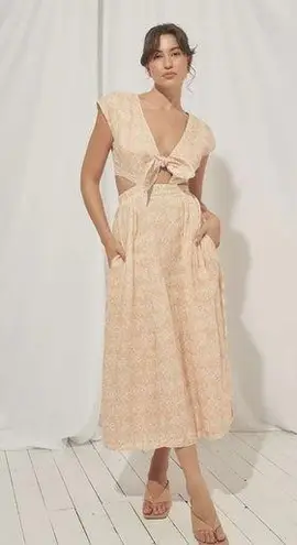 Mon Renn Havana Cut Out Midi Dress Crochet Print