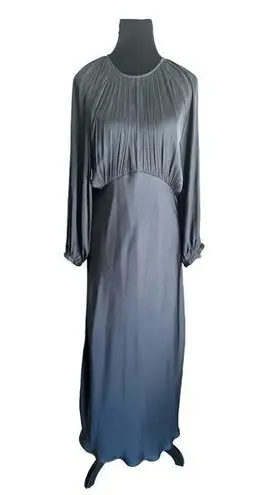 Moodie Satin Balloon Long Sleeve Maxi Dress Women’s Size Large Witchy Elegant Black