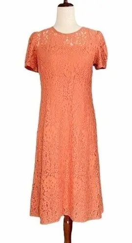 NWT Y2K Talco Terracotta Italian Made Lace Midi Dress & Slip Women’s Size Medium Orange