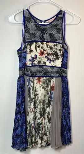 Rebecca Taylor Women's Silk Lined Floral Pleated Mini Dress Multicolor Size 6