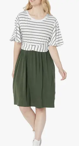 Merokeety Striped Tie Waist Swing dress