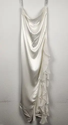 Retrofête Retrofete Lorelai White Dress Strapless Asymmetric with Side Slit Size XS/S