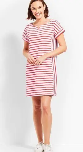 Talbots  Stargazer Stripe T Shirt Dress Dark Nectarine Size Medium Petite