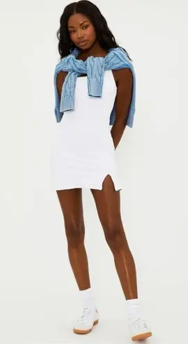 Beach Riot Women’s Elise Woven White Asymmetric Tennis Mini Dress With Shorts L