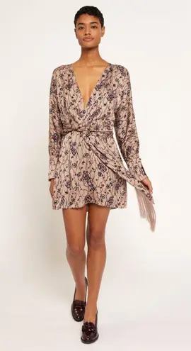 Joie NWT  Ronnie Natural Multi Tan Floral Long Sleeve Mini Dress