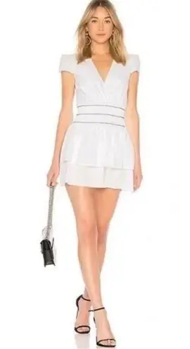 Donna Mizani Revolve White Smocked Ruffle Mini Dress - size XS