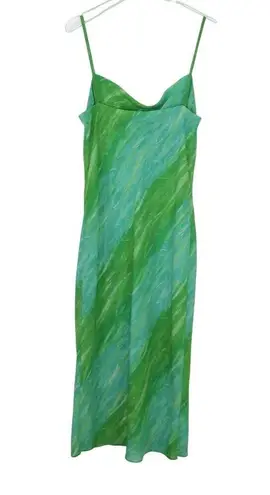 Shoulder Y2k Green & Blue Swirly Dress Babydoll Cami Midi Dress Small Medium