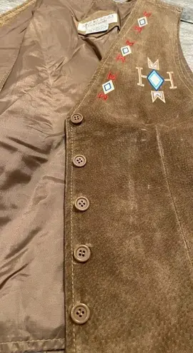 Cambridge Dry Goods 100% Leather Vest Small Lined Western Aztec Southwestern