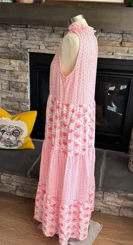 Pink Tie Neck Maxi Dress for Casual Resort Wear Size M