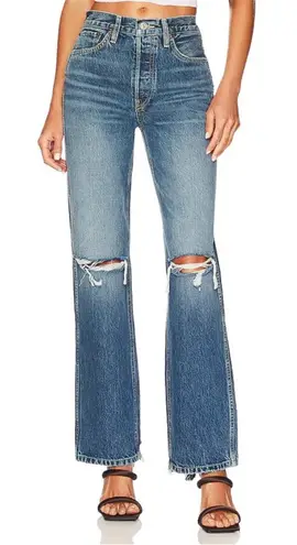 RE/DONE 90s High Rise Loose Jeans NWT size 29 Destroyed Mar Blue Straight Leg