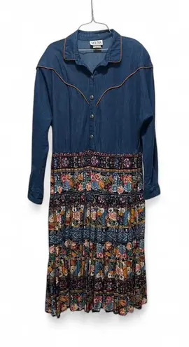 Melissa Vintage Women's Dress Size 14 Blue Western Cowgirl