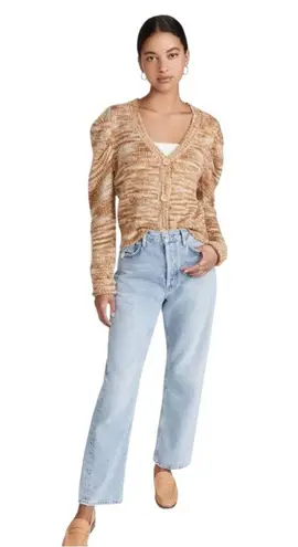 En Saison Puff Long Sleeve Gold Yellow Space Dye Cardigan Sweater size Medium