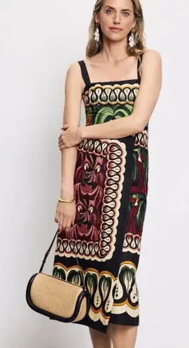 Farm Rio NWT Off-White Coconut Tree Flow Linen Ecovero Euroflax Midi Dress S