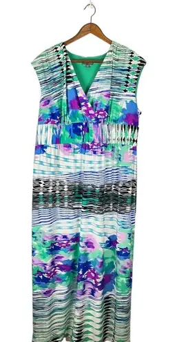 Roz & Ali  Plus Size Blue Green White Purple Striped Tie Dye Summer Maxi …