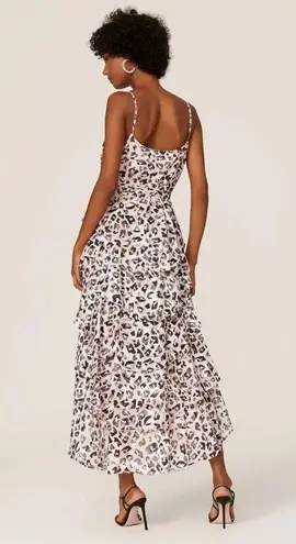 Hutch Elsa Pink Black Animal Print Ruffle High-Low Wrap Dress Size Small