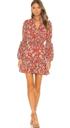 Alexis  orange Rosewell Tiered High-Neck Floral Cocktail Dress size M