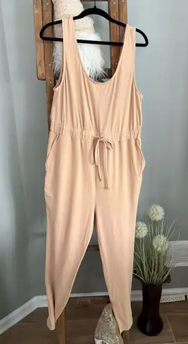Light tan size XL elastic waist jumpsuit