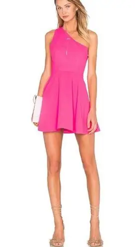 NBD  x The Naven Twins Zip Me Up Hot Pink One Shoulder Mini Dress Small