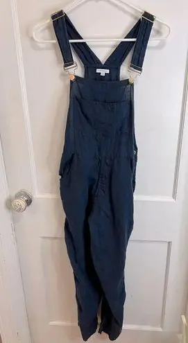 We Wore What  linen navy overalls