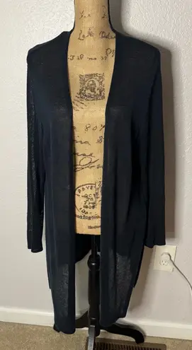 J Jill Open Front Linen Blend Long Duster Cardigan Navy Blue Size L Neutral Size L - Image 1